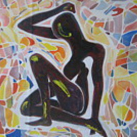 Ben Adedipe: 'Woman', 2013 Acrylic Painting, People. Artist Description:    African people, people, rain, umbrella rejoice, joy          ...