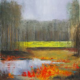 Nataliia Bahatska: 'just the summer passed', 2018 Oil Painting, Landscape. Artist Description:  Forest lake, August, the last days of summer . . .Silence, nature will soon meet autumn.High- quality multi- layer painting on a quality canvas gallery stretch from Italian fine- grained cotton.The first layer is made with a textured paste, the following layers are an oil paint on natural ...