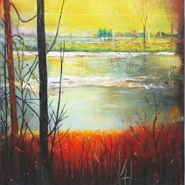 Nataliia Bahatska: 'magic colors of the dnieper', 2018 Oil Painting, Landscape. Artist Description:  High- quality multi- layer painting on a quality canvas gallery stretch from Italian fine- grained cotton.The first layer is made with a textured paste, the following layers are an oil paint on natural pigments.The ends of the picture are painted over,and it is ready to ...