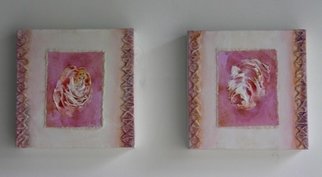 Susan Baquie: 'a rose is a rose', 2010 Mixed Media, Beauty. These small paintings of roses are acrylic paint, string, pvc and fillers on canvas on 2 stretchers, each 20 x 20 cms. ...