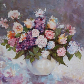 Barbara Makowska: 'bouquet of flowers', 2016 Oil Painting, Still Life. Artist Description:  bouquet of flowers, still life, flowers in painting, art paintings ...