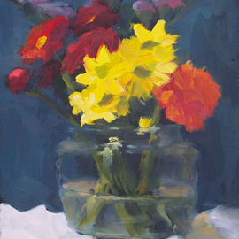 Susan Barnes: 'Flowers in Glass', 2009 Oil Painting, Still Life. 