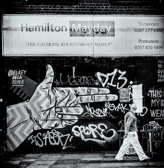 Barry Hurley: 'gun ready', 2018 Black and White Photograph, Urban. London art at its finest, appreciated by all...
