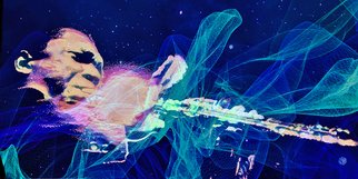 Barry Boobis: 'blue vibrations take 6 trane', 2017 Mixed Media, Music. Panoramic portrayal of jazz great John Coltrane, as the blue vibrations transform into a lattice work beyond time and space. . ...