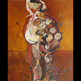 Becky Soria: 'Earth Woman with Serpent', 2008 Acrylic Painting, Abstract Figurative. Artist Description:  form a series  Alchemya movement forward in my investigation of the human form. ...