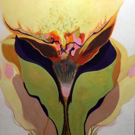 Becky Soria: 'calix', 2019 Acrylic Painting, Abstract Figurative. Artist Description: looking at a long tradition of the feminine, fertilization been symbolized through he ffloral, seeds, and plants...
