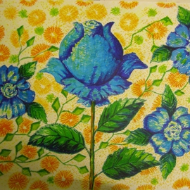 Benjamin Oppong -danquah: 'SUMMER FLOWERS', 2006 Acrylic Painting, Floral. Artist Description:  This is painting acrylics an inspiration from summer flowers which i saw. This is one of the designs that can be used for textile prints.  ...