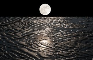 Bruno Paolo Benedetti: 'moon on earth with water', 2014 Color Photograph, Surrealism. moon on earth with receeding water. Dream landscape with moonlight reflections in the water among dunes. Limited edition prints 1 of 25 on Kodak Endura metallic paper. Keywords black, sky, water, reflections, dream, dunes, earth, landscape, receeding, moon, night...
