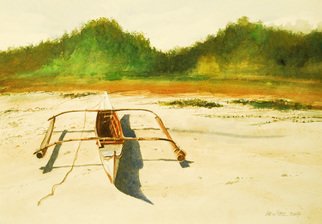 Jonathan Benitez: 'Snake Island', 2011 Watercolor, Beach.  tropical image with strong asian sunlight. ...