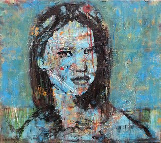 Bert Maurits: '4Y   ', 2009 Mixed Media, Portrait.  portrait of a girl in blue ...