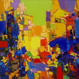 Oleg Bezyuk: 'Amber Blues', 2009 Oil Painting, Cityscape. Artist Description:  oil, canvas, semi- abstract, abstract, cityscape ...