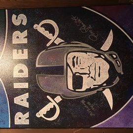 raiders team logo autographed By Bill Lopa
