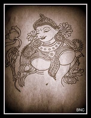 Bincy Mb: 'Indian Goddess', 2016 Paper, Hindu.  Indian Goddess Mural Art drawing ...