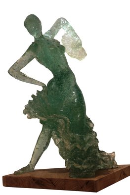 Tzipi Biran: 'A flamenco Dancer', 2015 Glass Sculpture, Dance.  A flamencodancer woman made of broken glass and resin.Differents transperity and colores, depend on the glass. ...