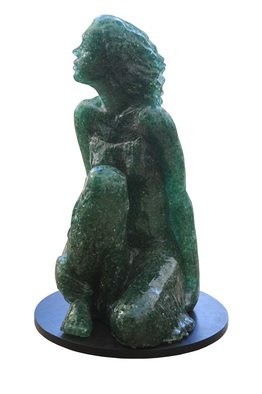 Tzipi Biran: 'Curious woman', 2014 Glass Sculpture, Figurative.  A woman made of broken glass and resin.Differents transperity and colores, depend on the glass. ...