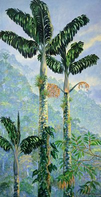 Blanca Moreno: 'palma de tagua', 2019 Oil Painting, Botanical. The tagua palm tree endemic species of thelost city a high montain peak near the caribean in the north part of south America. ...