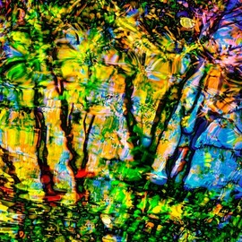 Bruce Lewis: 'scotts pond', 2019 Digital Photograph, Abstract. Artist Description: From the abstract Impressionism series.  ScottaEURtms Pond finds all the hidden colors and then pushes them to the limit.  Limited edition of 10. ...