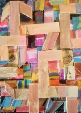 Bob Carl: 'why', 2024 Mosaic, Abstract. acrylic on reclaimed wood...