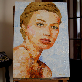 Bogdan Lecca: 'blonde girl', 2020 Oil Painting, Portrait. Artist Description: A beautiful light colours portrait of a blonde girloil on canvas, 50x70 cm ...