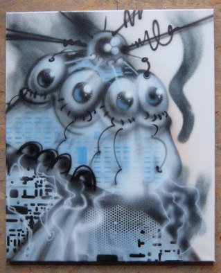 Helge W. Steinmann A.k.a. Bomber: 'Manic Robot 2', 2008 Other Painting, Psychedelic.  Graffiti Art, Urban Art, Aerosol Art, Spraycan on canvas                 ...