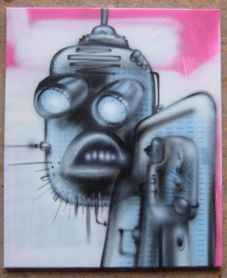 Helge W. Steinmann A.k.a. Bomber: 'Manic Robot 4', 2008 Other Painting, Psychedelic.  Graffiti Art, Urban Art, Aerosol Art, Spraycan on canvas                  ...