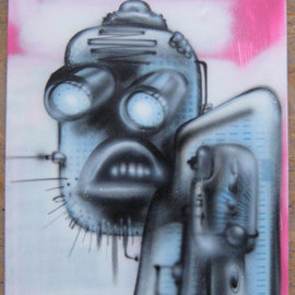 Helge W. Steinmann A.k.a. Bomber: 'Manic Robot 4', 2008 Other Painting, Psychedelic. Artist Description:  Graffiti Art, Urban Art, Aerosol Art, Spraycan on canvas                  ...