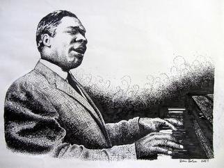 Bonie Bolen: 'Otis Span', 2005 Pen Drawing, Music.        Commissioned portrait of Otis Span for The Blues, Jazz and Folk Music Society, Marietta, OH Original not for sale but please inquire if you would like to have a print.       ...