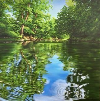 Bonie Bolen: 'peace', 2017 Other, nature. Oil painting of scene kayaking in the Wayne National Forest, OH...