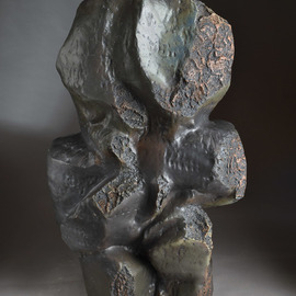 Robert Pulley: 'composition in black', 2019 Clay Sculpture, Abstract. Artist Description: This robust human scale abstract sculpture possesses mystery and strength.  It looks great in a garden setting as well as in doors. ...