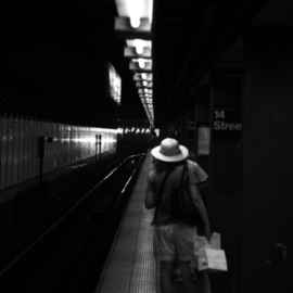 Bruce Panock: 'Subway Girl', 2008 Black and White Photograph, Urban. Artist Description:  A view of 14th Street  ...