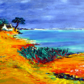 Marie-france Busset: ' CRIQUE BRETONNE', 2010 Oil Painting, Abstract Landscape. 