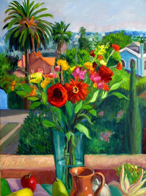 Carol Steinberg  'Red Bouquet With Jug', created in 2005, Original Painting Oil.