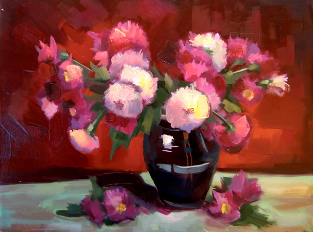 Calin Bogatean  'Autumn Flowers', created in 2011, Original Painting Oil.