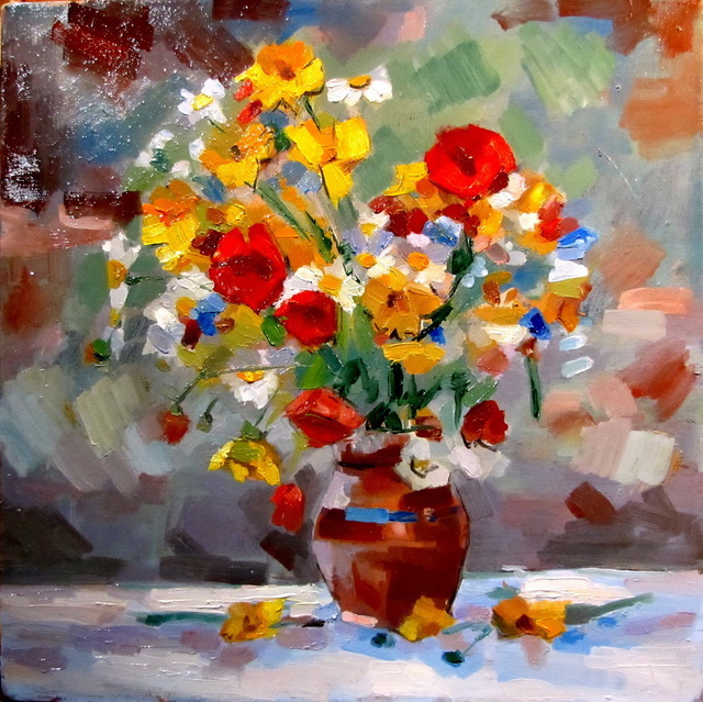 Calin Bogatean  'Flower', created in 2011, Original Painting Oil.