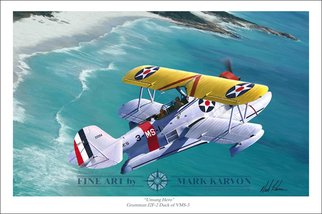 Mark Karvon: 'Unsung Hero Grumman J2F Duck', 2007 Other Painting, Airplanes.  Grumman J2F Duck World War II Aviation Art PrintWhat was the greatest airplane of WWII? Well if you were an downed airman and spent several days adrift at sea the answer might be the airplane that rescued you. The Grumman Duck was one such plane. This print shows a...