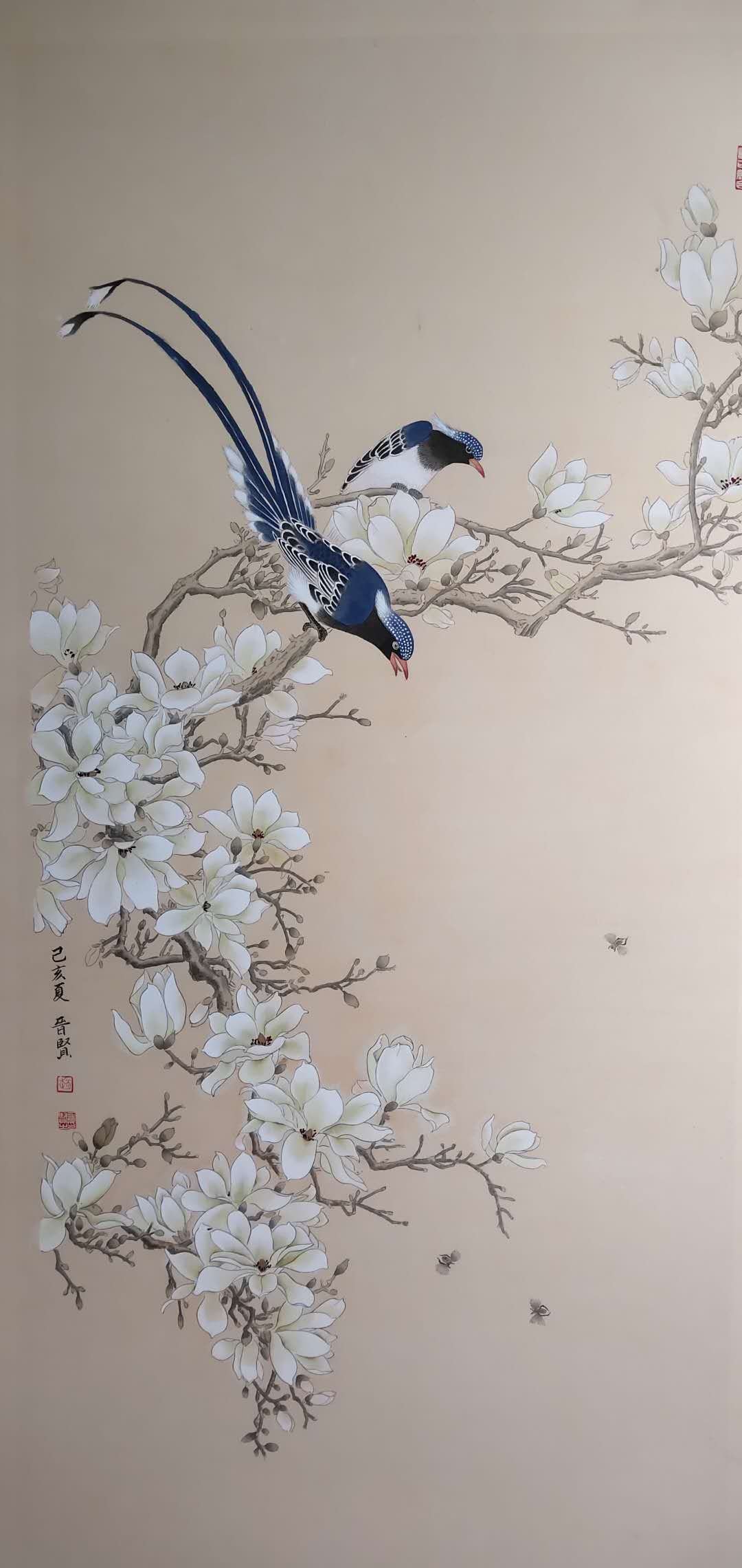 Jinxian Zhao : 'Double Happiness chinese painting', 2019 Ink Painting, Birds. This is meticulous painting , belong to one of chinese painting.  key on the brush line . 100handmade . ...