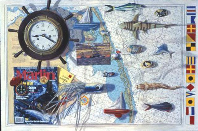 Artist Carol Griffith. 'Men And The Sea' Artwork Image, Created in 1997, Original Watercolor. #art #artist