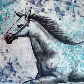 Chaitan Bhosale: 'Horse', 2015 Acrylic Painting, Figurative. Artist Description:  They are running and thinking about way and goal. horse are not confirmed a way ...