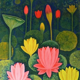 Chandru Hiremath: 'lotuscsh0014', 2016 Acrylic Painting, Floral. Artist Description: Lotus...