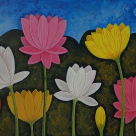 Chandru Hiremath: 'lotuscsh0022', 2016 Acrylic Painting, Floral. Artist Description: Lotus...