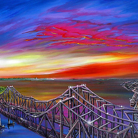 James Christopher Hill Artwork The Cooper River Bridges  , 2010 Acrylic Painting, Sky