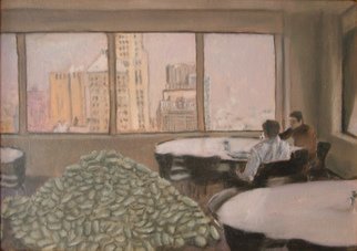 Charles Wesley: 'Hill of Beans', 2001 Oil Painting, undecided.  4/ 25/ 01  A site specific painting to hang in the same room that is appearing in the painting.   ...