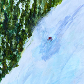 Chris Jehn: 'extreme ski', 2018 Acrylic Painting, Sports. Artist Description: Down hill skier, in back country. All alone. Used paint that contains mica so shines like sun reflecting off fresh snow. ...