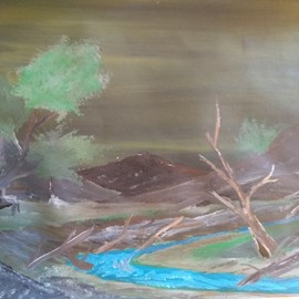 Charles Conner: 'the bench', 2020 Acrylic Painting, Landscape. Artist Description: Unframed paper...