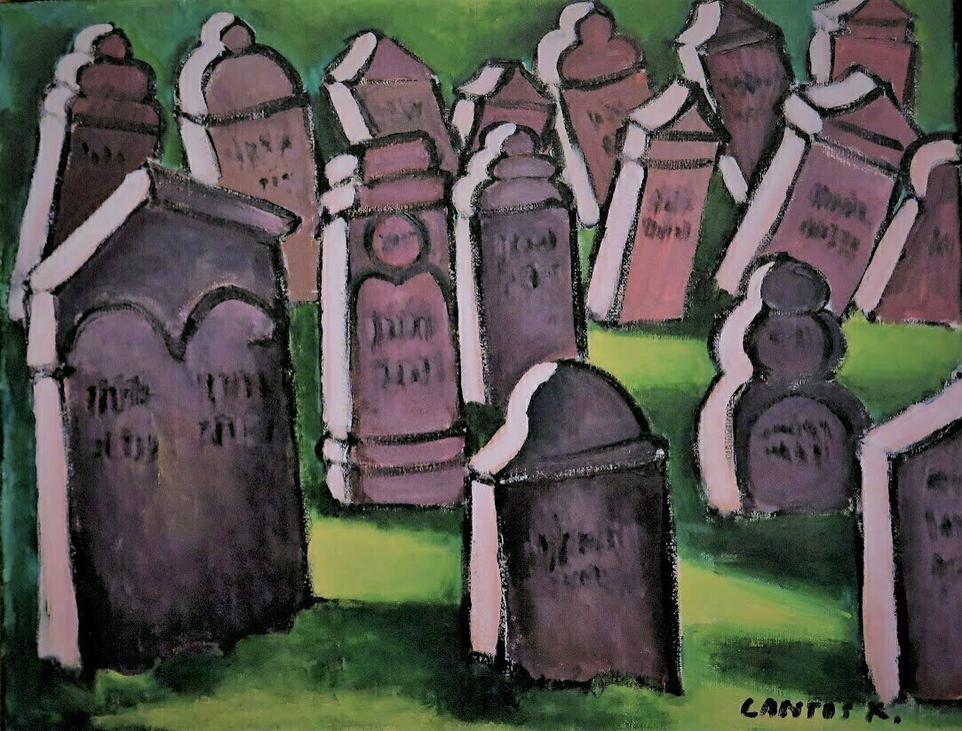 Krisztina Lantos: 'cemetery in haigerloch', 2020 Acrylic Painting, Death. Old abandoned Jewish cemetery in the small German town Haigerloch.  ...