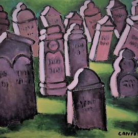 Krisztina Lantos: 'cemetery in haigerloch', 2020 Acrylic Painting, Death. Artist Description: Old abandoned Jewish cemetery in the small German town Haigerloch.  ...