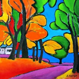 Krisztina Lantos: 'oakville fall3', 2023 Acrylic Painting, Landscape. Artist Description: Fall is usually very beautiful in Oakville on the Lake Ontario. ...