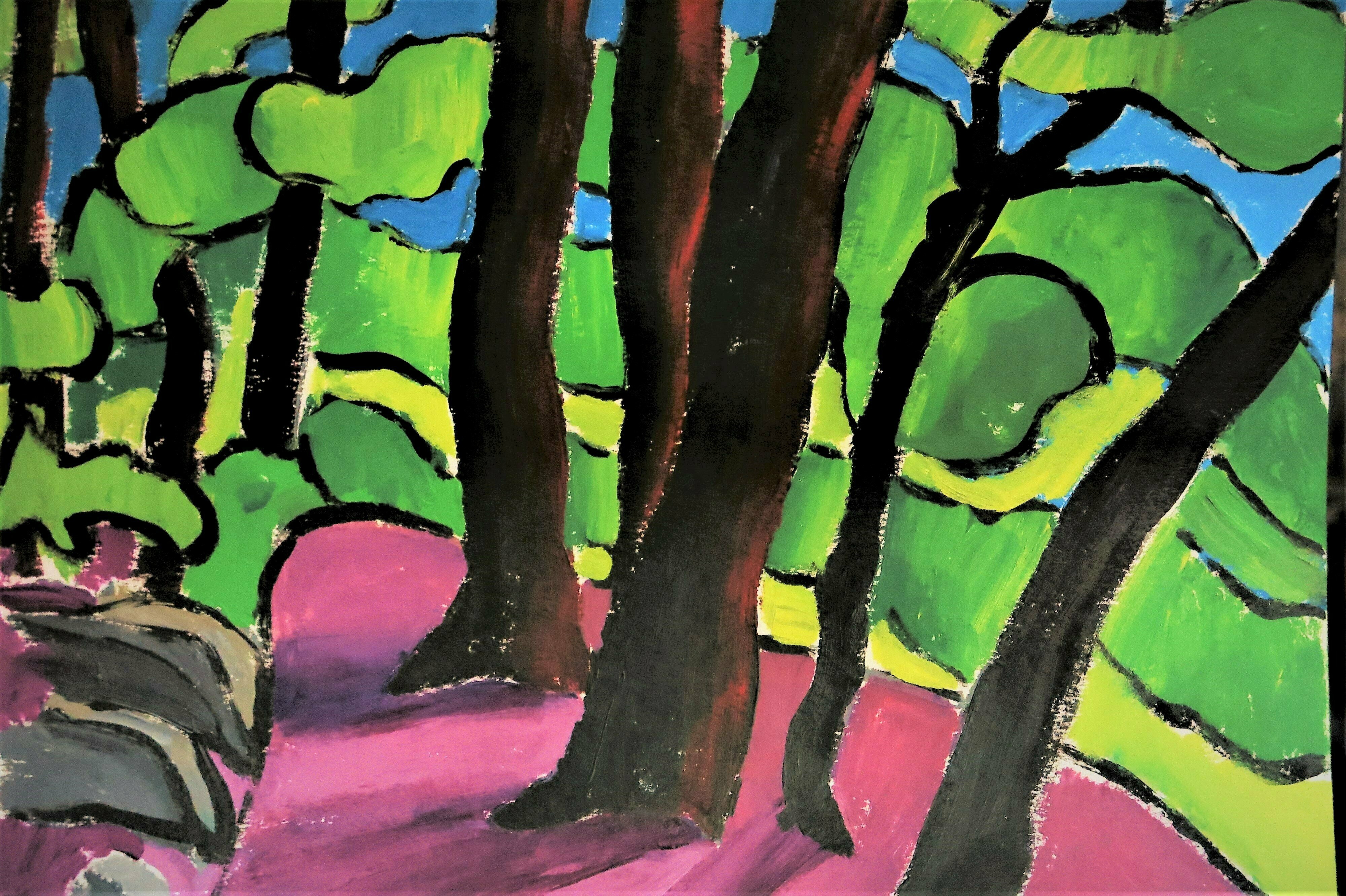Krisztina Lantos: 'rockwood park 2', 2019 Acrylic Painting, Landscape. Dancing trees in beautiful Rockwood Park near Toronto, Canada.PAINTING ON PAPER ...