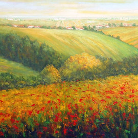 Isidro Cistare: 'toscana italia', 2003 Oil Painting, Landscape. Artist Description: Oil painting with a lot of material contribution, by spatula and details with thick brush.  Fields of Italian Tuscany with his colorful and classic perspective of the painter which makes him have a very special calligraphy, RG...