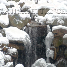 Martin A Ettlinger: 'Prospect Park Falls', 2011 Color Photograph, nature. Artist Description:  Prospect Park Falls was taken after a heavy snowfall, in this most beautiful park in Brooklyn, New York. Photo is behind glass in a white wood frame. Watermark will not appear in photo. Frame size is 13 x 17 inches.   ...